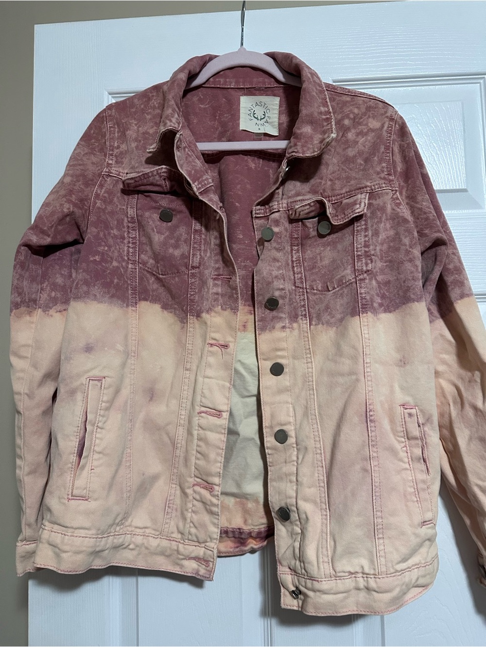 Fantastic Fawn Rose-to-Blush Dip-Dye Denim Jacket